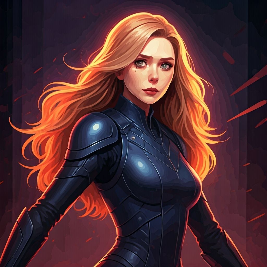 Elizabeth Olsen as Anime Heroine in Manga Style