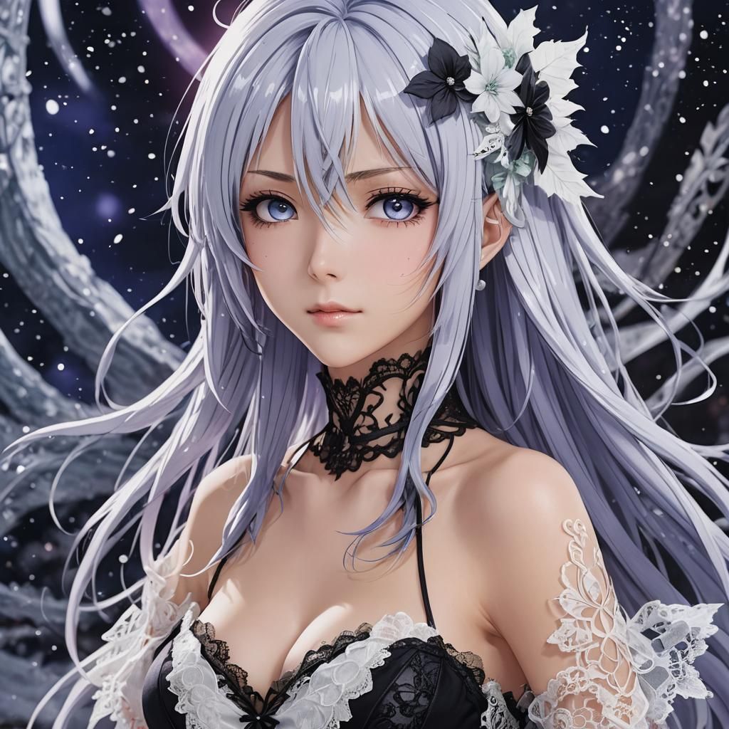 Mizore Shirayuki Portrait in Anime Style