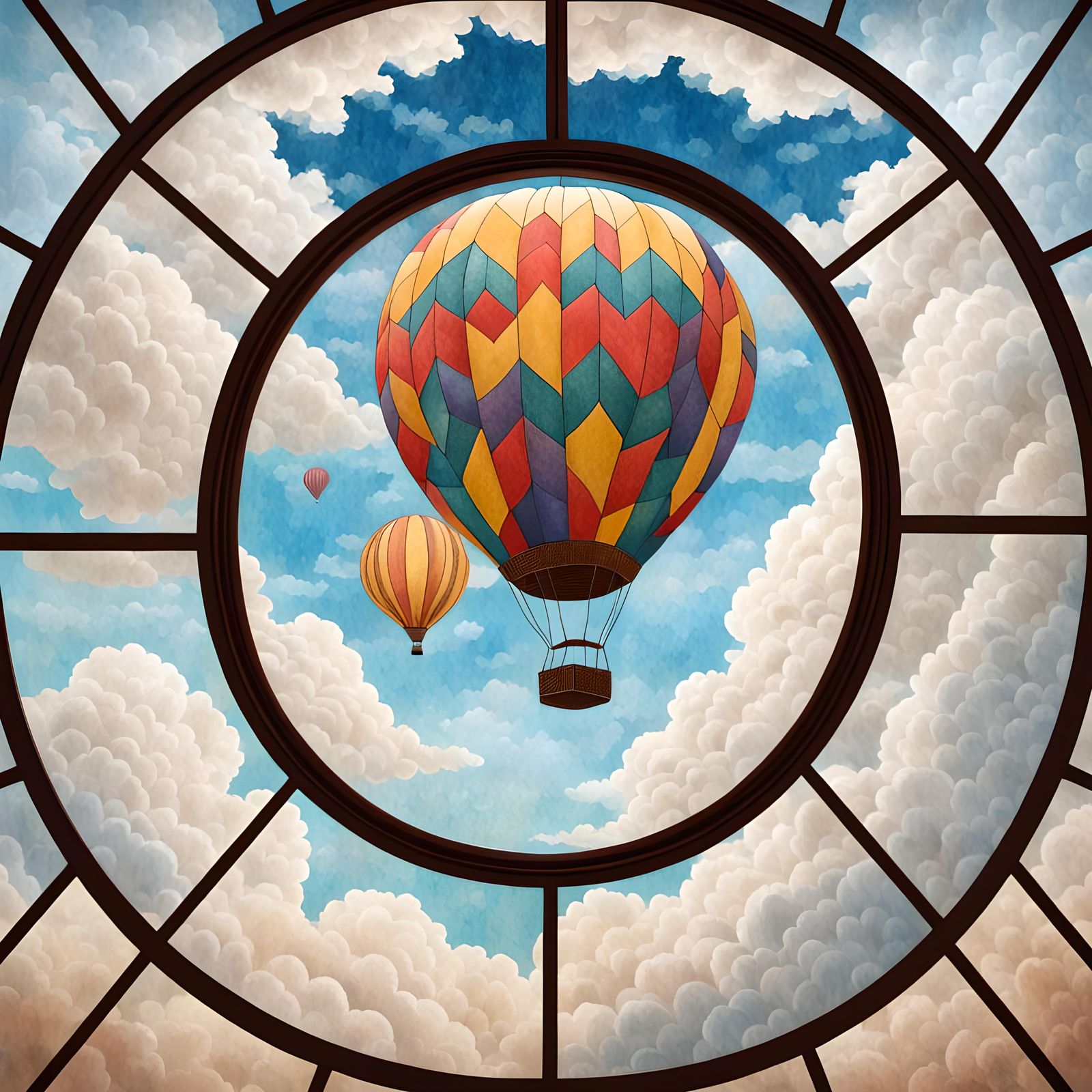 Hot Air Balloon Portrait Through Star Window