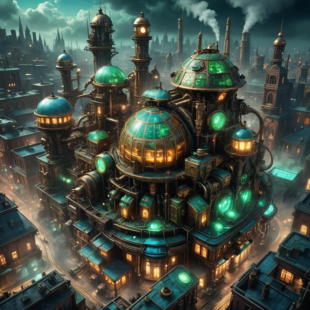 Steampunk Metropolis on a Turtle's Back