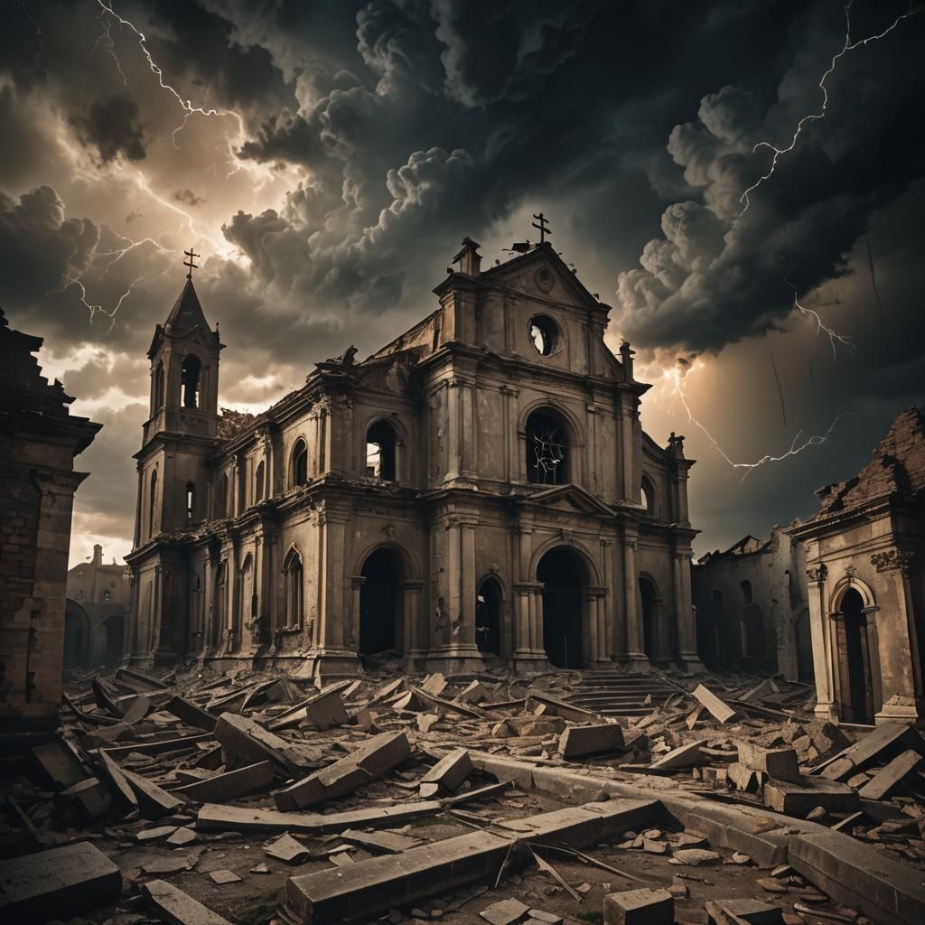Apocalyptic Ruins: A Dark Surrealist Vision