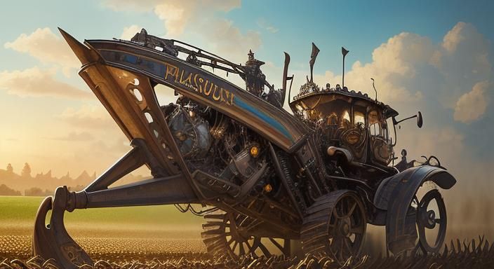 Steampunk Plow Creates Furrows in Cornfield