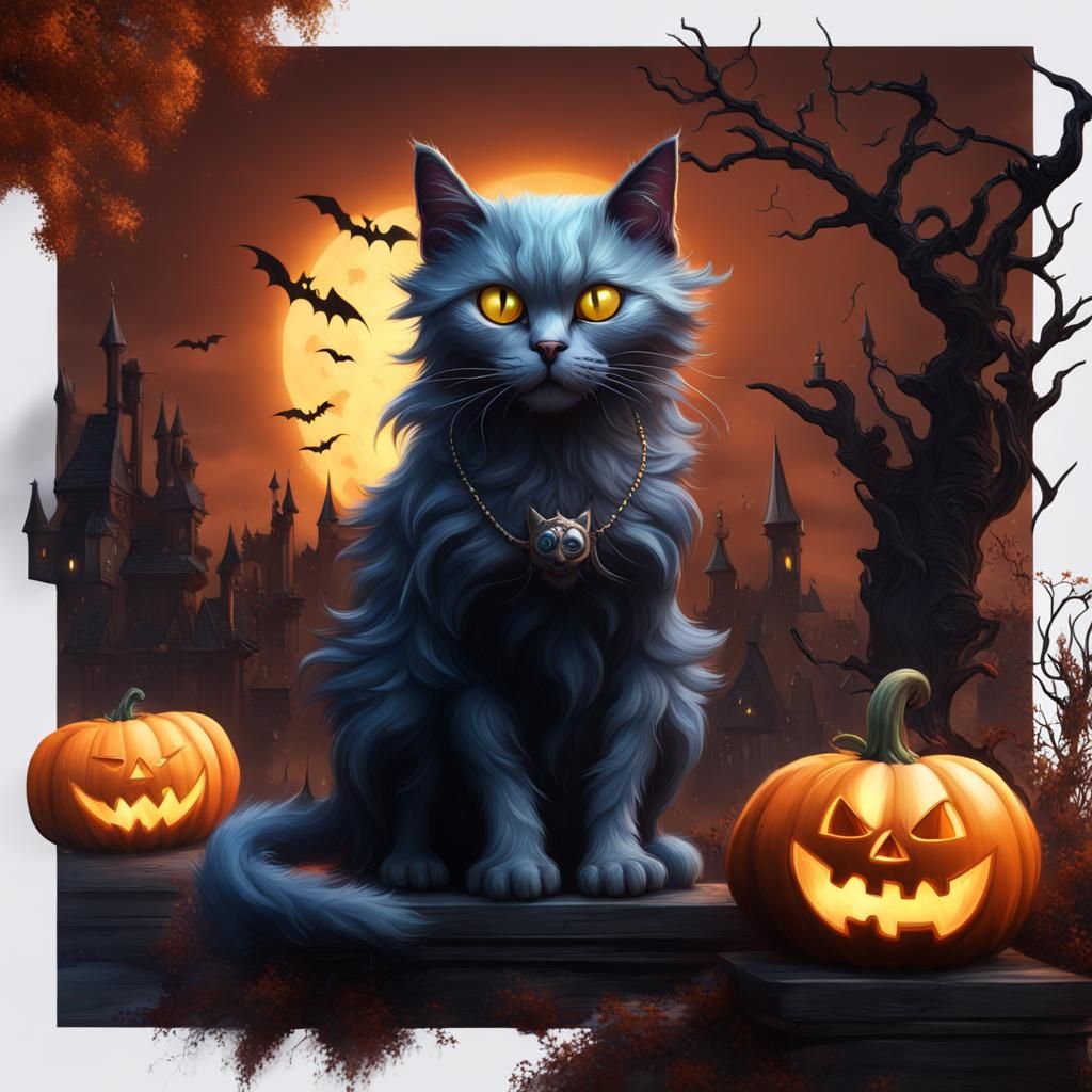 Fantastical Halloween Cat Concept Art