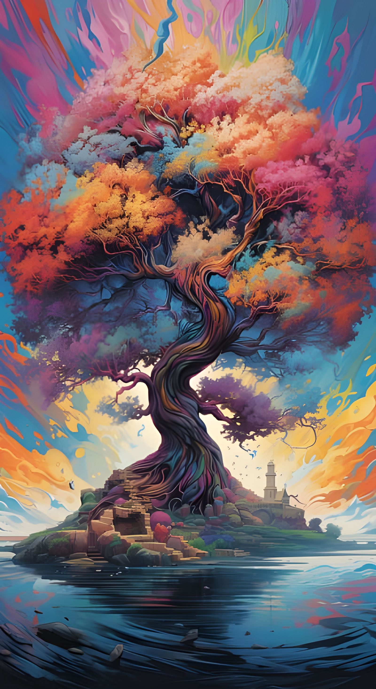 Abstract Tree of Life in Sweeping Seascapes Style