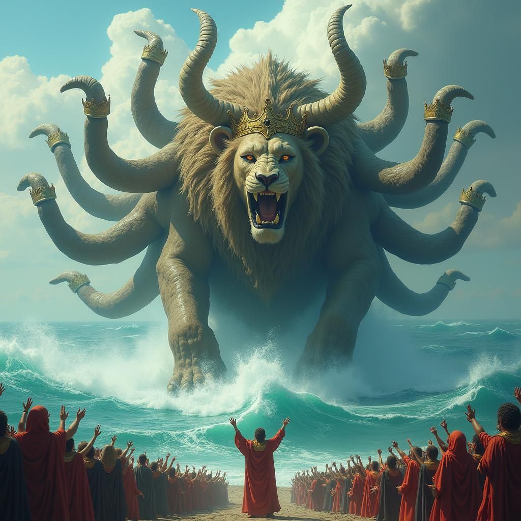 Seven-Headed Beast Emerges from the Sea