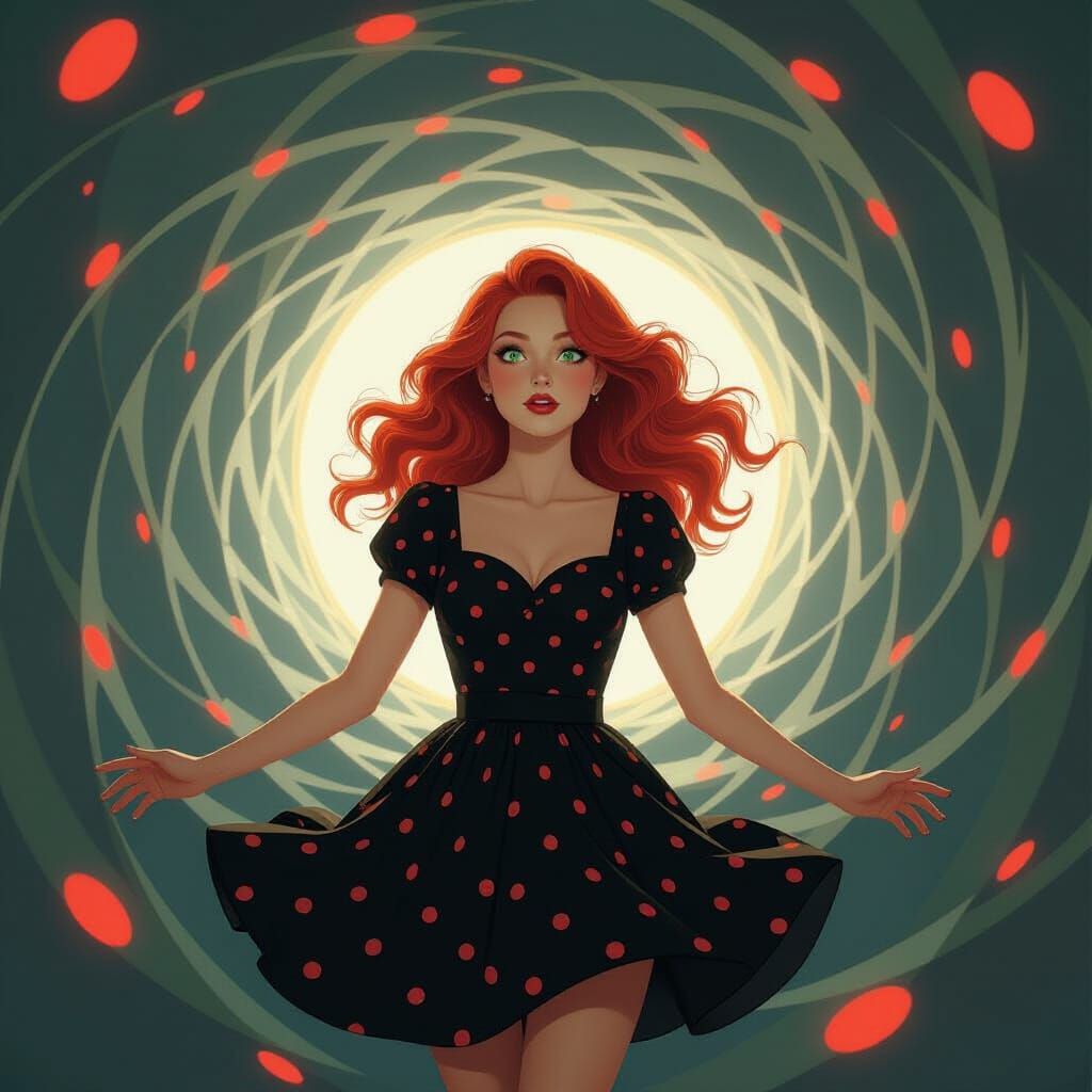 Polka Dot Dreamscape: A Surreal Portrait in Ethereal Light