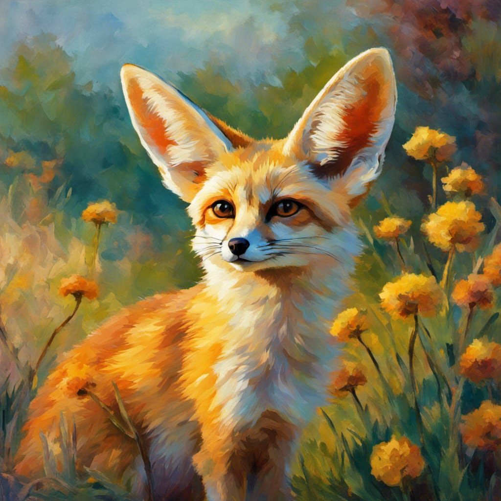Fennec Fox as Impressionist Painting at Dawn