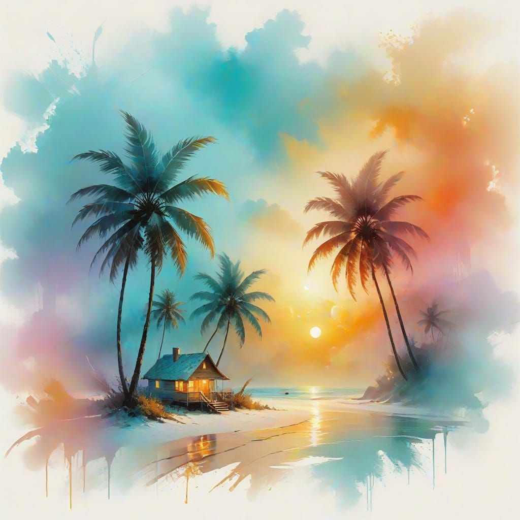 Turquoise Beach Cottage in Foggy Tropical Paradise