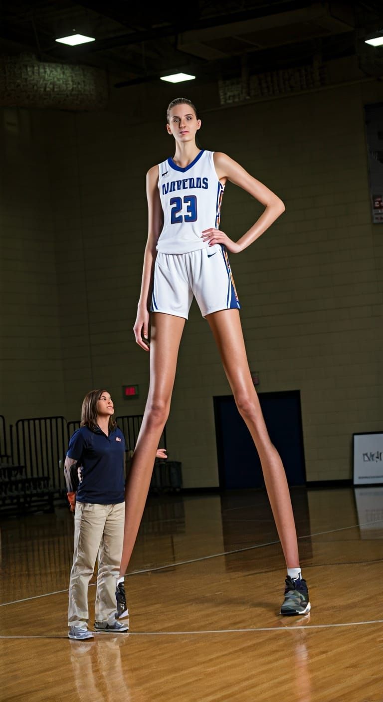 Giantess Basketball Player: Hyper-Realistic Photography