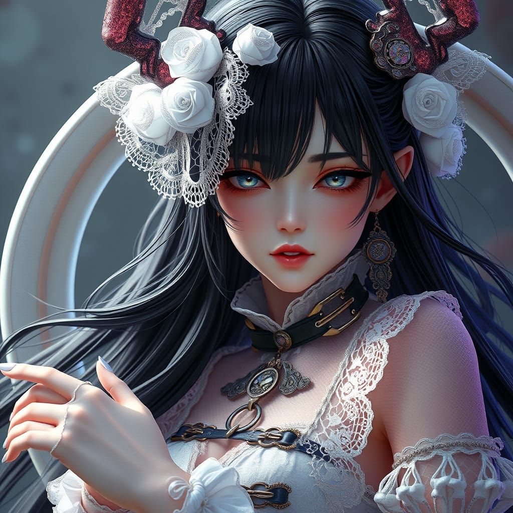 Goth Genie of the Ring in Anime Style