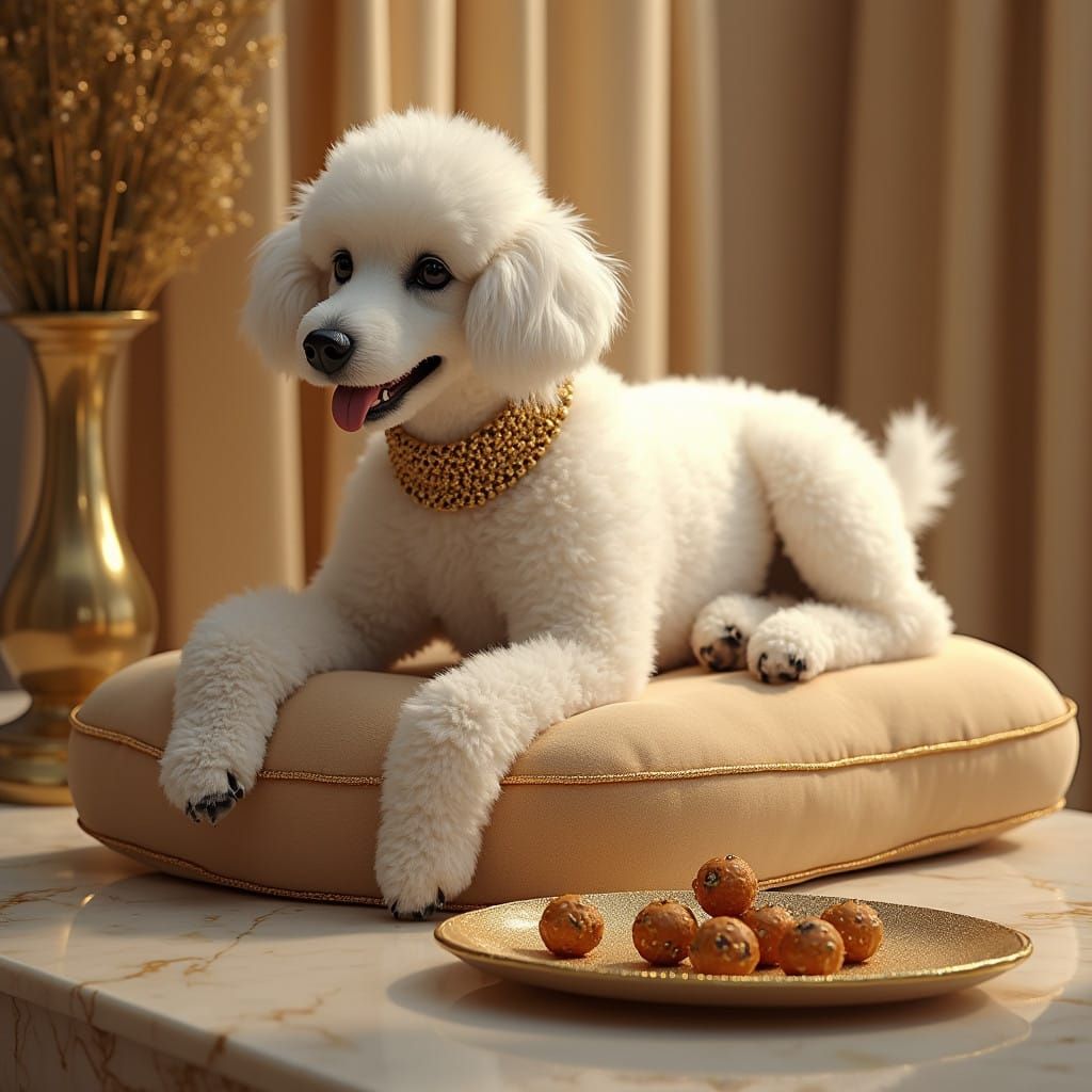 Luxurious Spa Day for a Fluffy White Poodle in Opulent Velve...