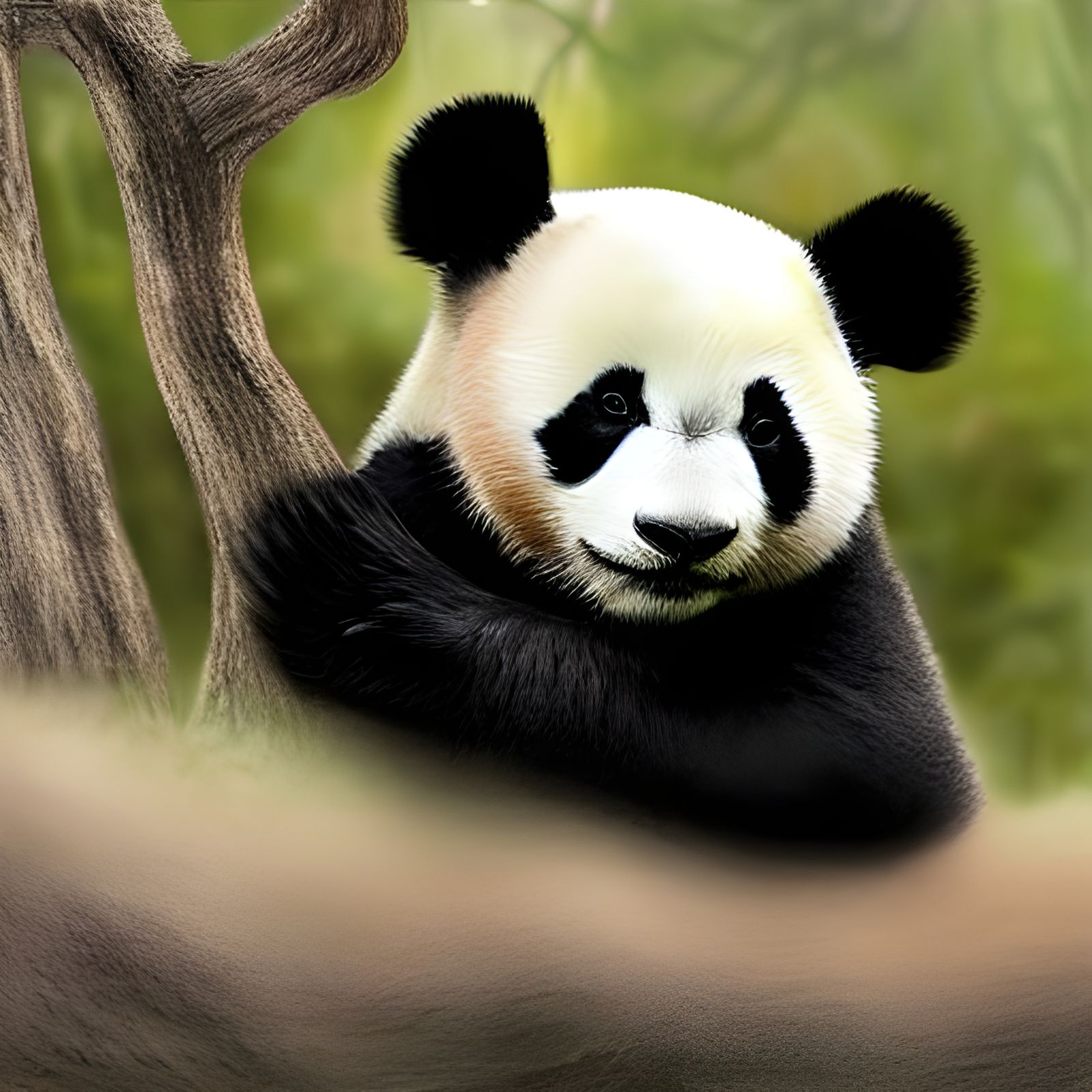 Hyper Realistic Baby Panda in Matte Painting Style