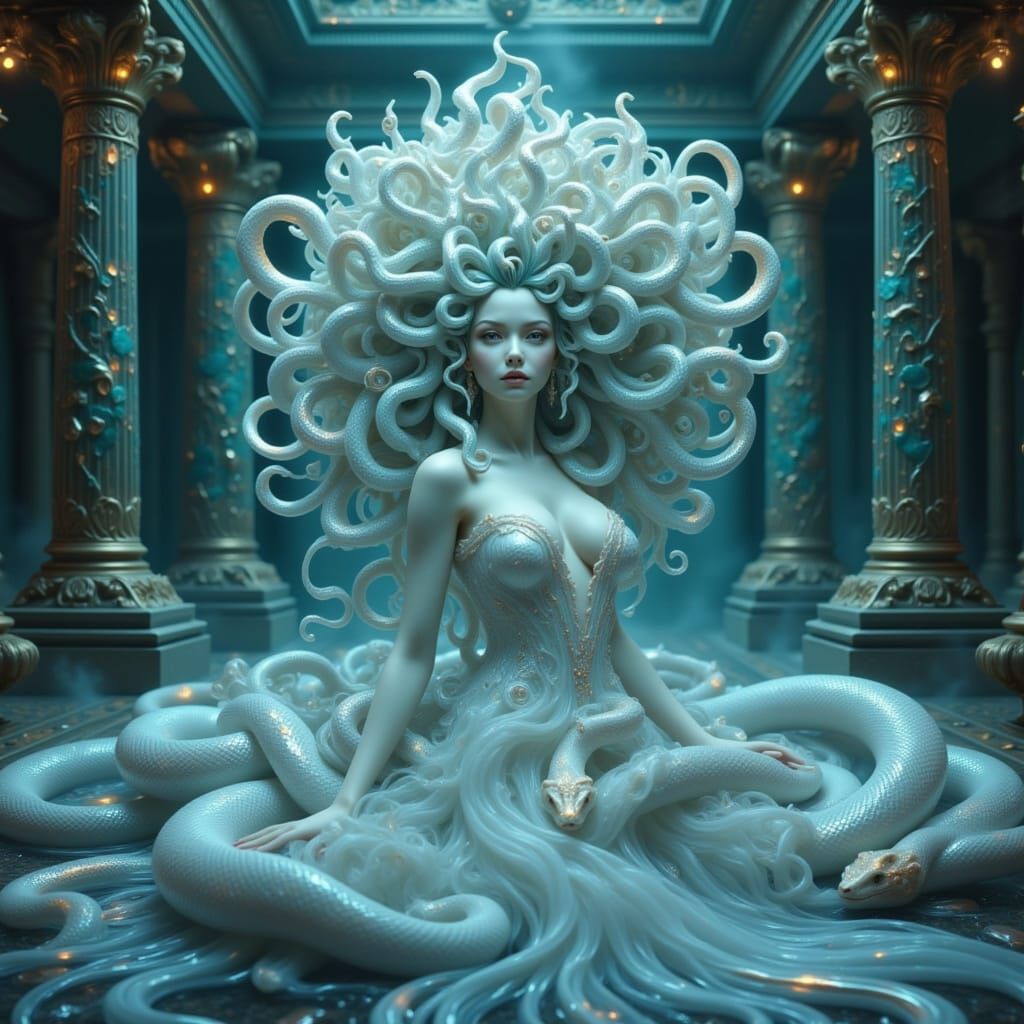 Pearlescent Medusa in Crystal Temple