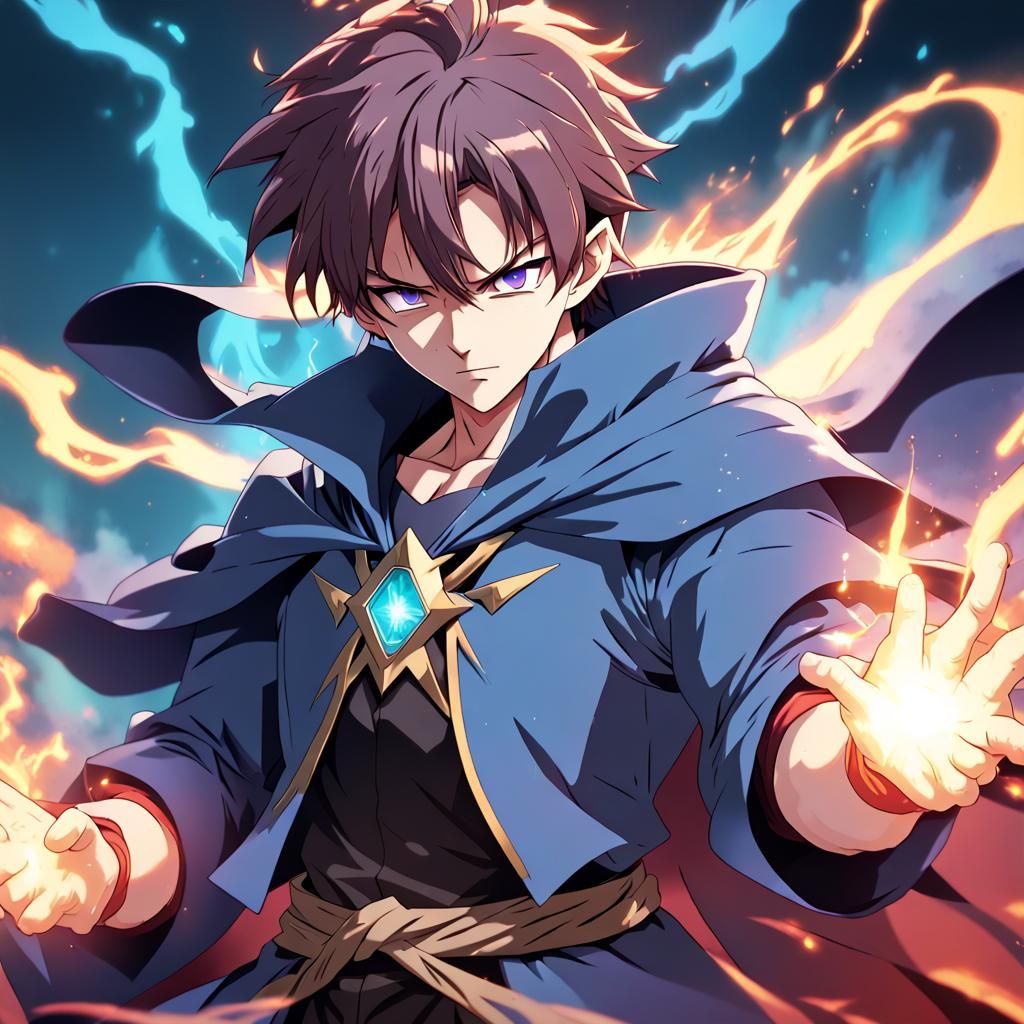 Anime Sorcerers in Cel-Shaded Style