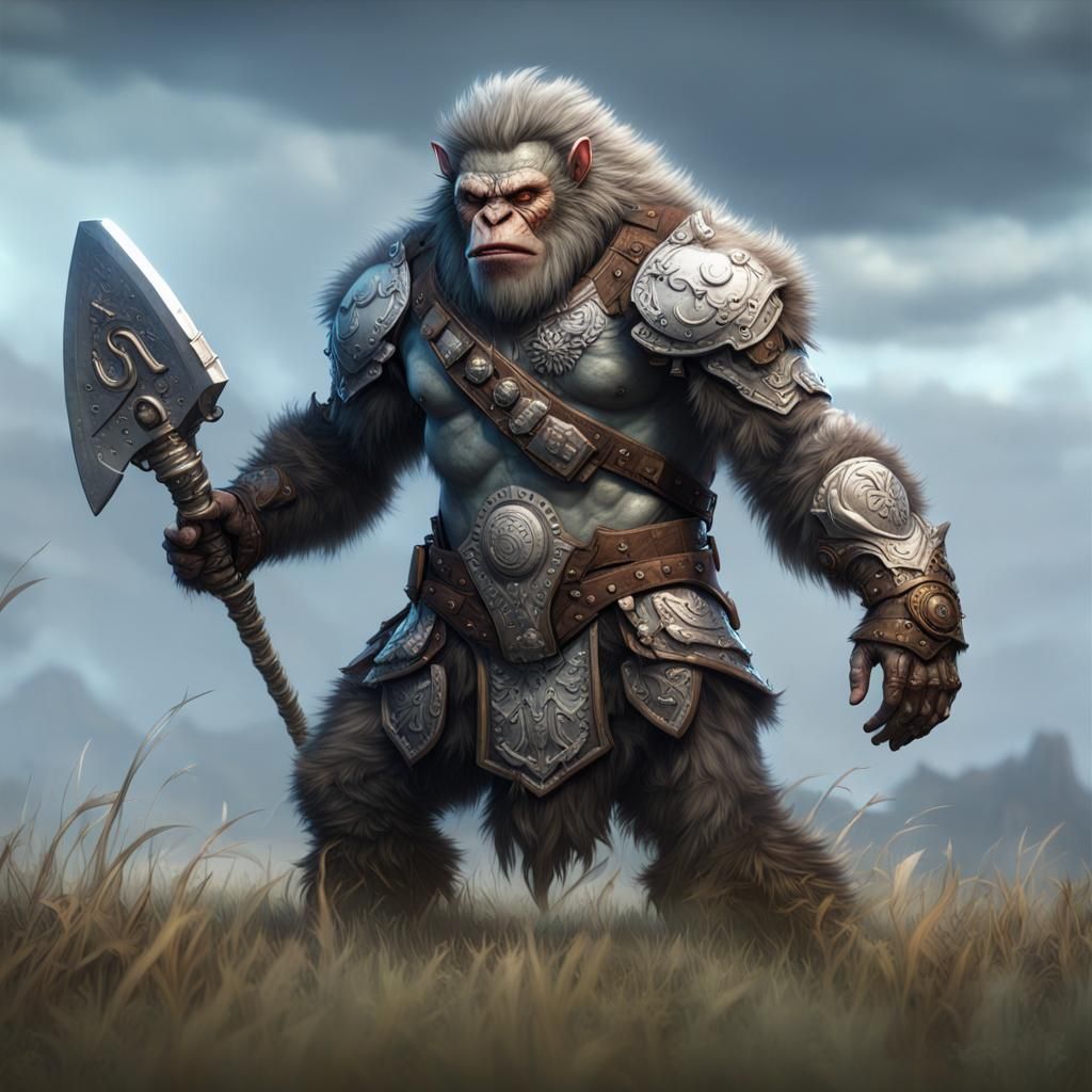 Yeti Warrior in Leather Armor, Dark Fantasy Art