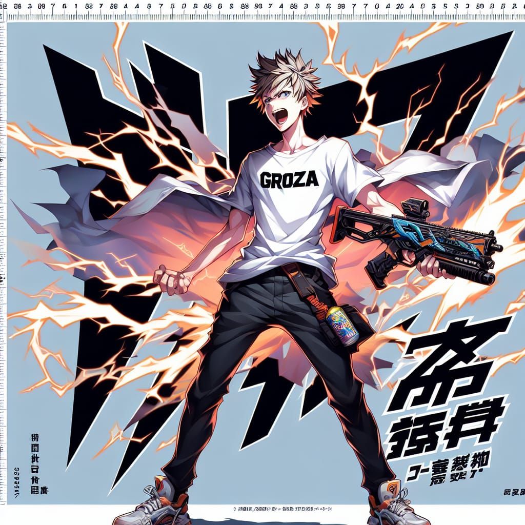 Anime Boy with Groza Gun and Lightning Bolt