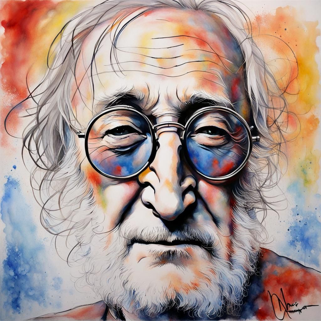 Old John Lennon Portrait in Digital Art Style