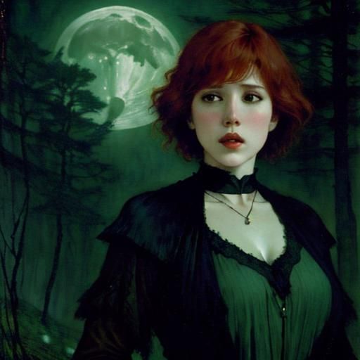 Screaming Woman in Forest Horror Scene