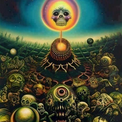 Zombiecore Devil Girl in Dystopian Wasteland