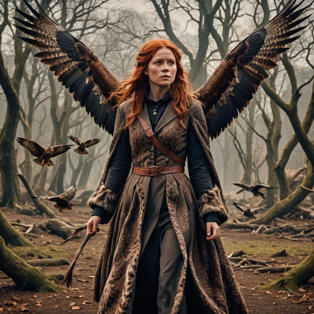Ginny Weasley with Kite Wings in Fur Dress
