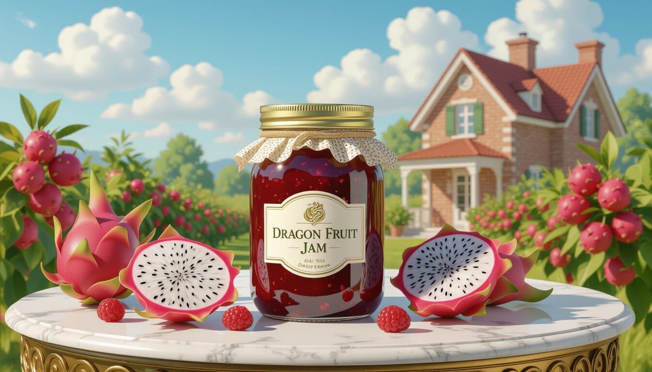 Dragon Fruit Jam Luxury Setting in Impressionist Style