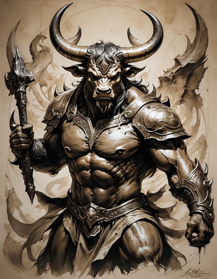 Cyberpunk-Inspired Anthropomorphic Bull Masterpiece