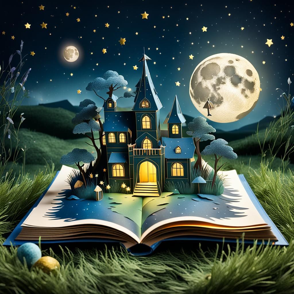 Nighttime Fantasy Wonderland in 3D Pop-Up Book