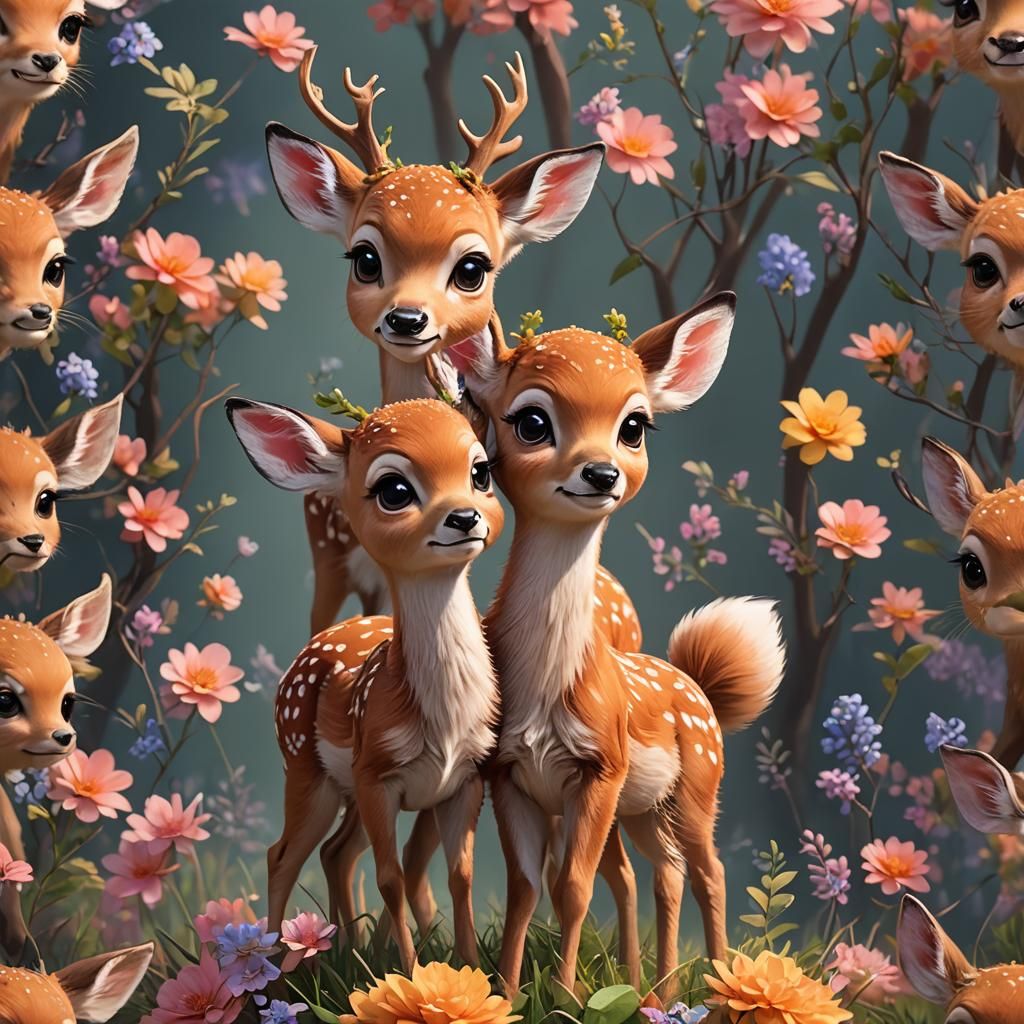Cute Baby Deer in 3D Comic Style