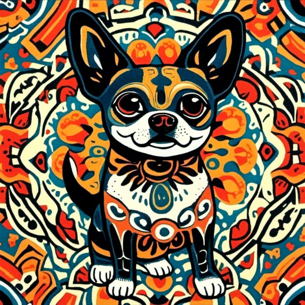 Oaxacan Chihuahua in Doll Art Style