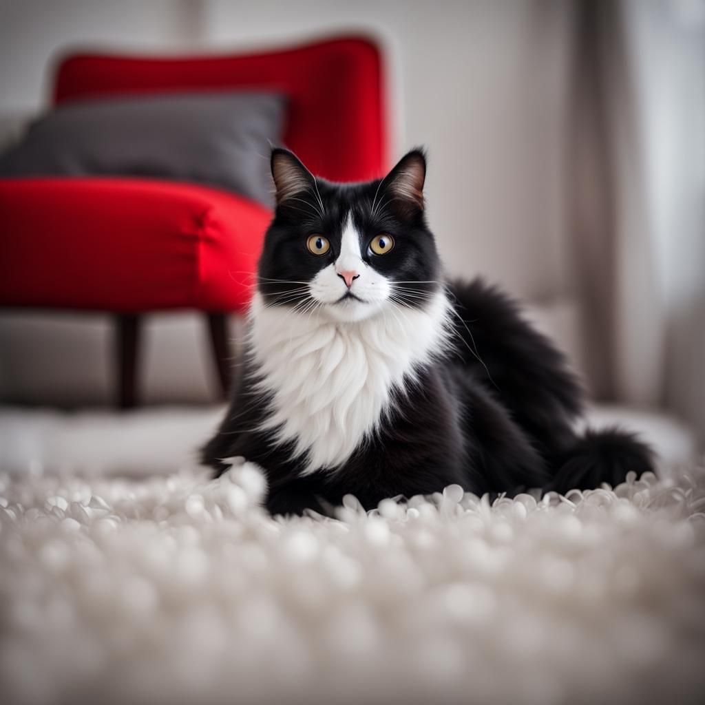 Majestic Black and White Cat Portrait