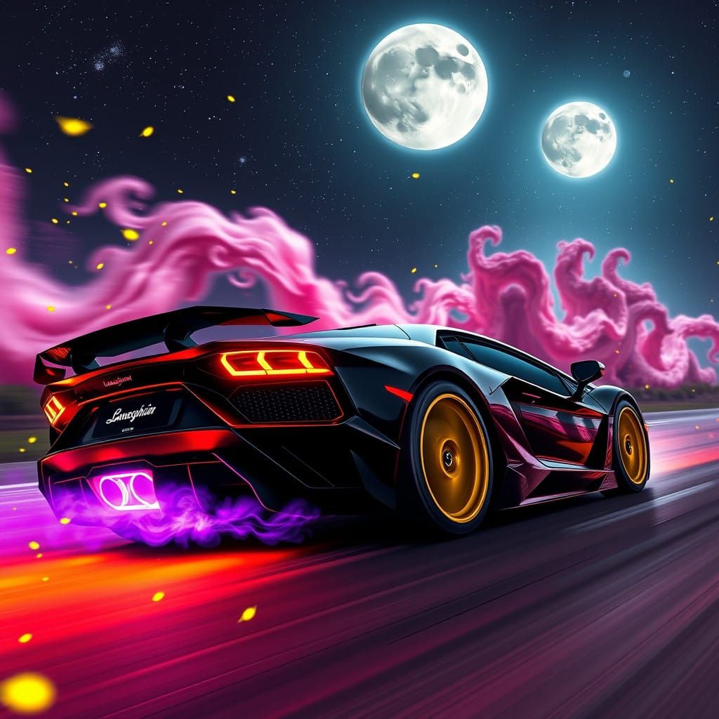 Lamborghini Aventador SVJ Speeds Through Starry Night in Vib...
