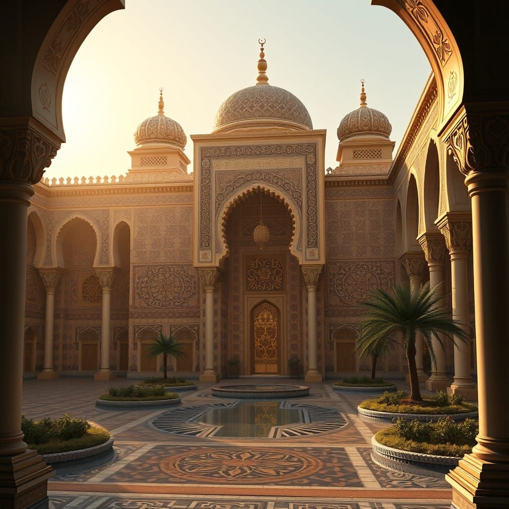 Majestic Moorish Palace in Al-Rassan, Inspired by Oriental A...