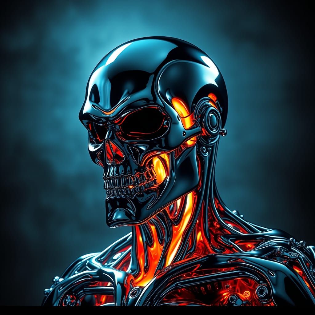 Liquid Metal Terminator In Stark, High-Contrast Lighting