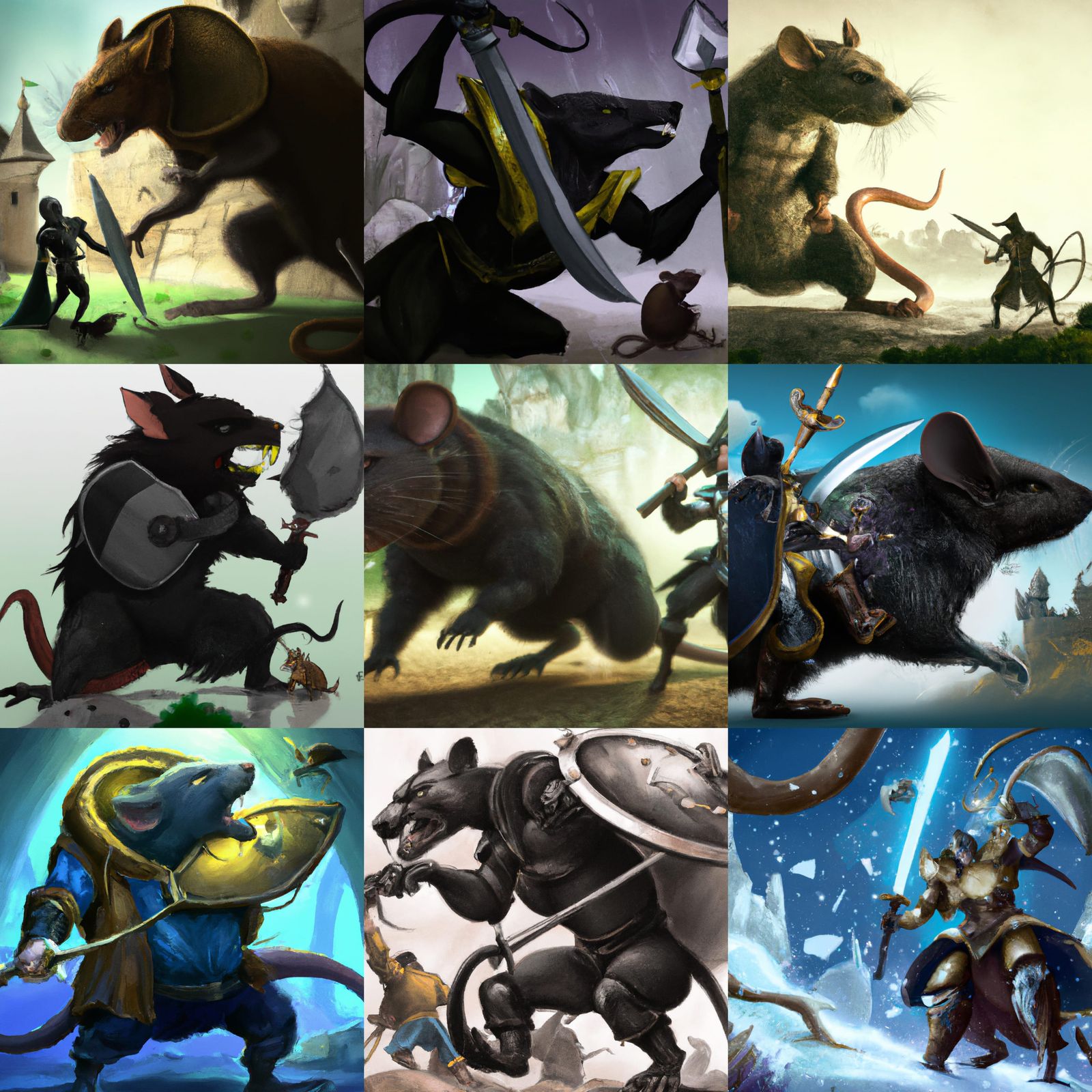 Dark Paladin vs Giant Rat in Fantasy Battle