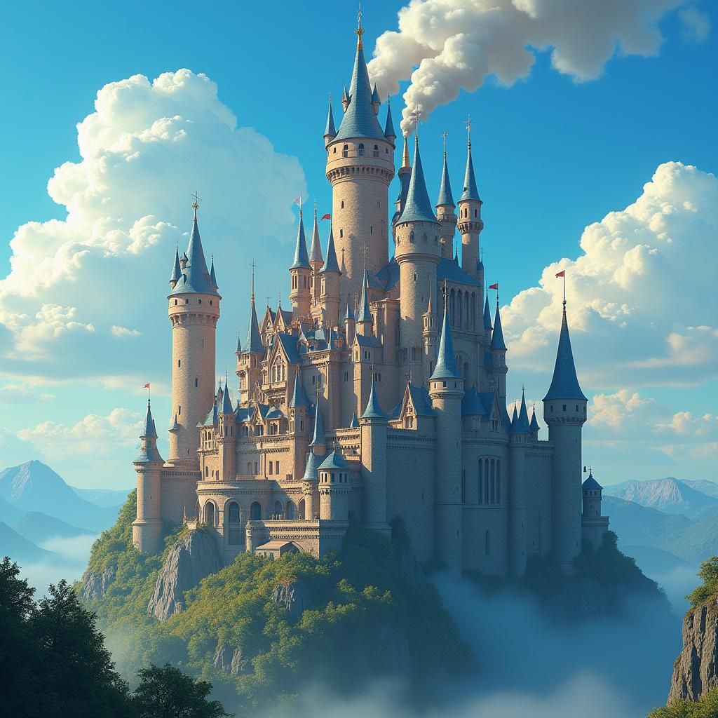 Majestic Castle with Medieval and Industrial Elements