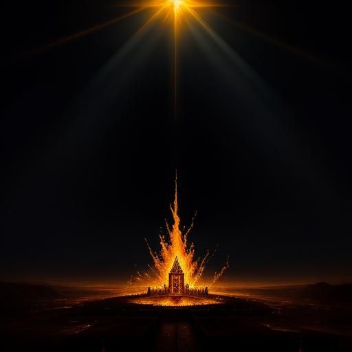 Holy Grail in Fiery Seas with Gleaming Light