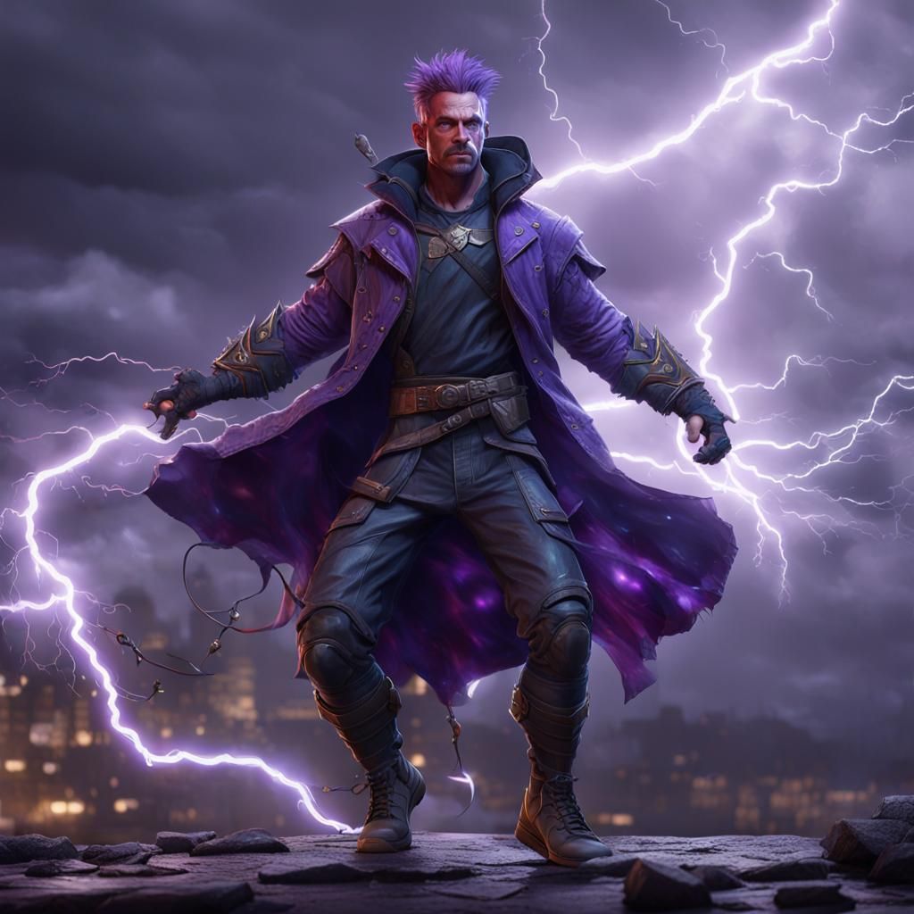 Lightning Superhero in Dark Fantasy Concept Art