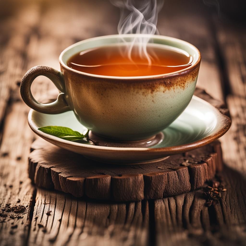 Teacup Still Life: Soft Light, Wooden Bar
