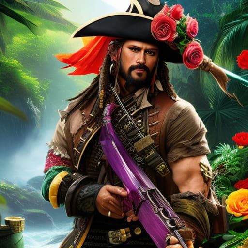 Epic Pirate in Jungle with Volumetric Lighting