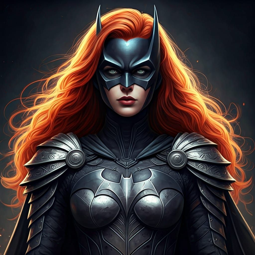 Gothic Batgirl as Viking Warrior in Dramatic Lighting