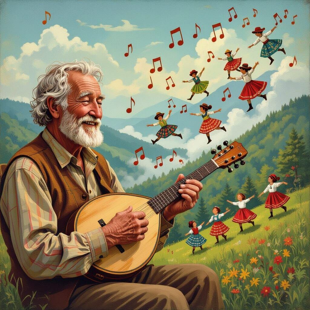 Appalachian Musician's Notes Dance Over Mountains