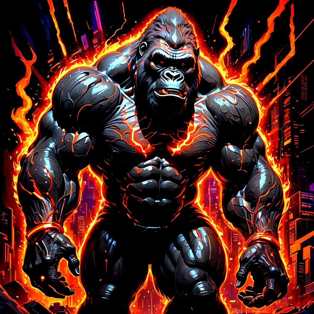 Lava Core Gorilla: Vector Art Illustration