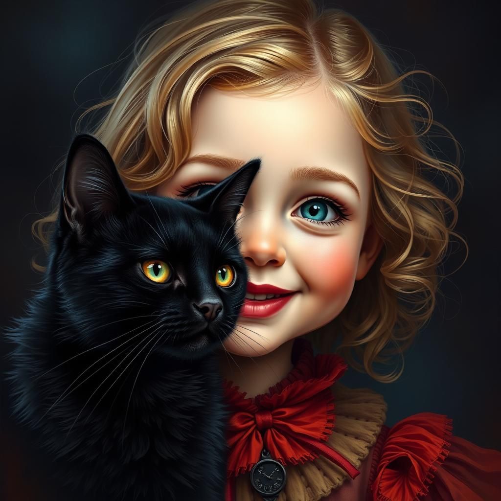 Dreamy Halloween Baby Portrait with Black Cat