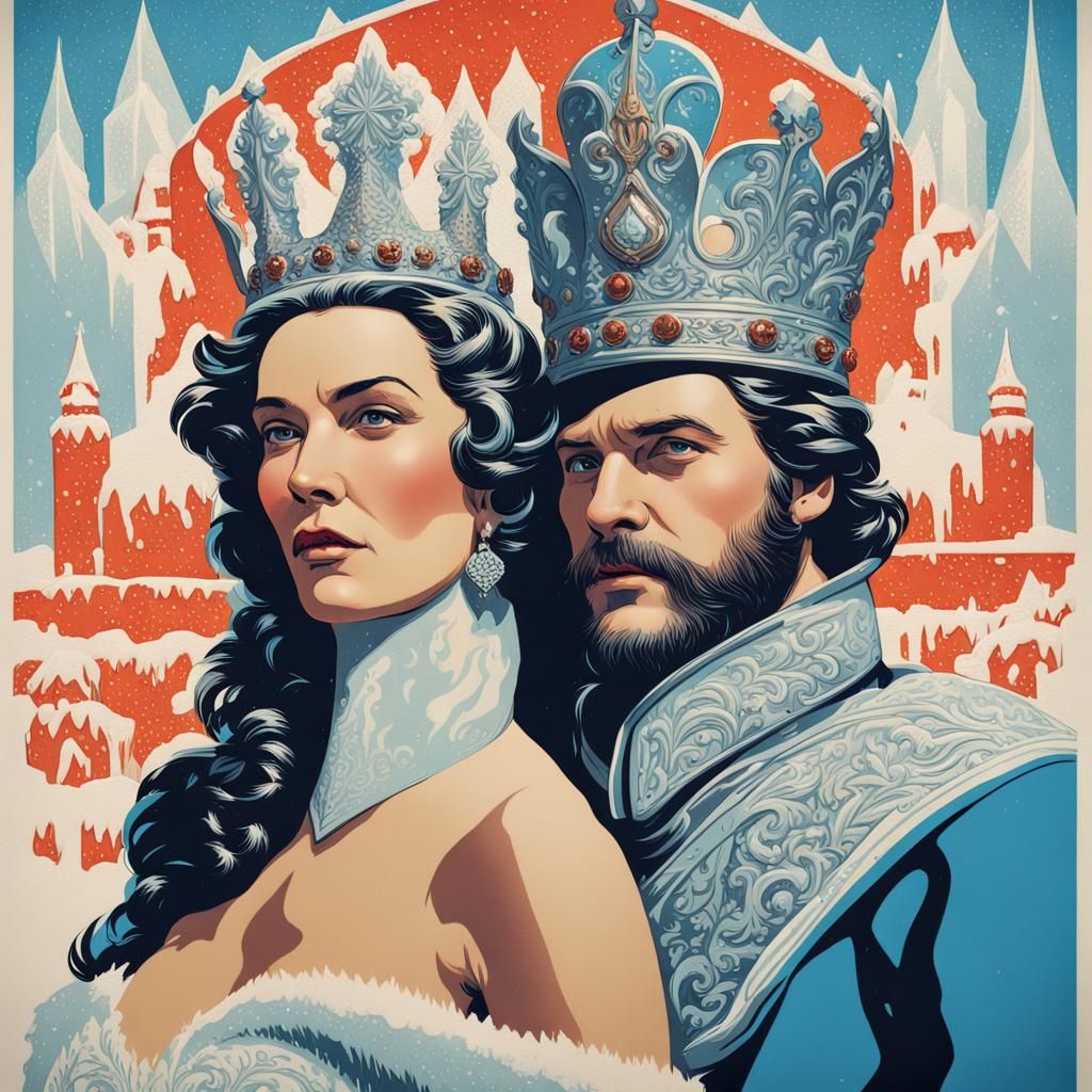 Vintage Poster of Russian Ice King and Queen