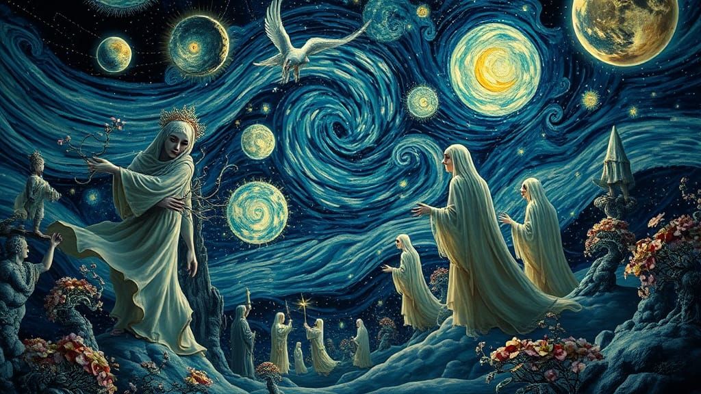 Surreal Starry Night Wraiths and Spirits Fairytale