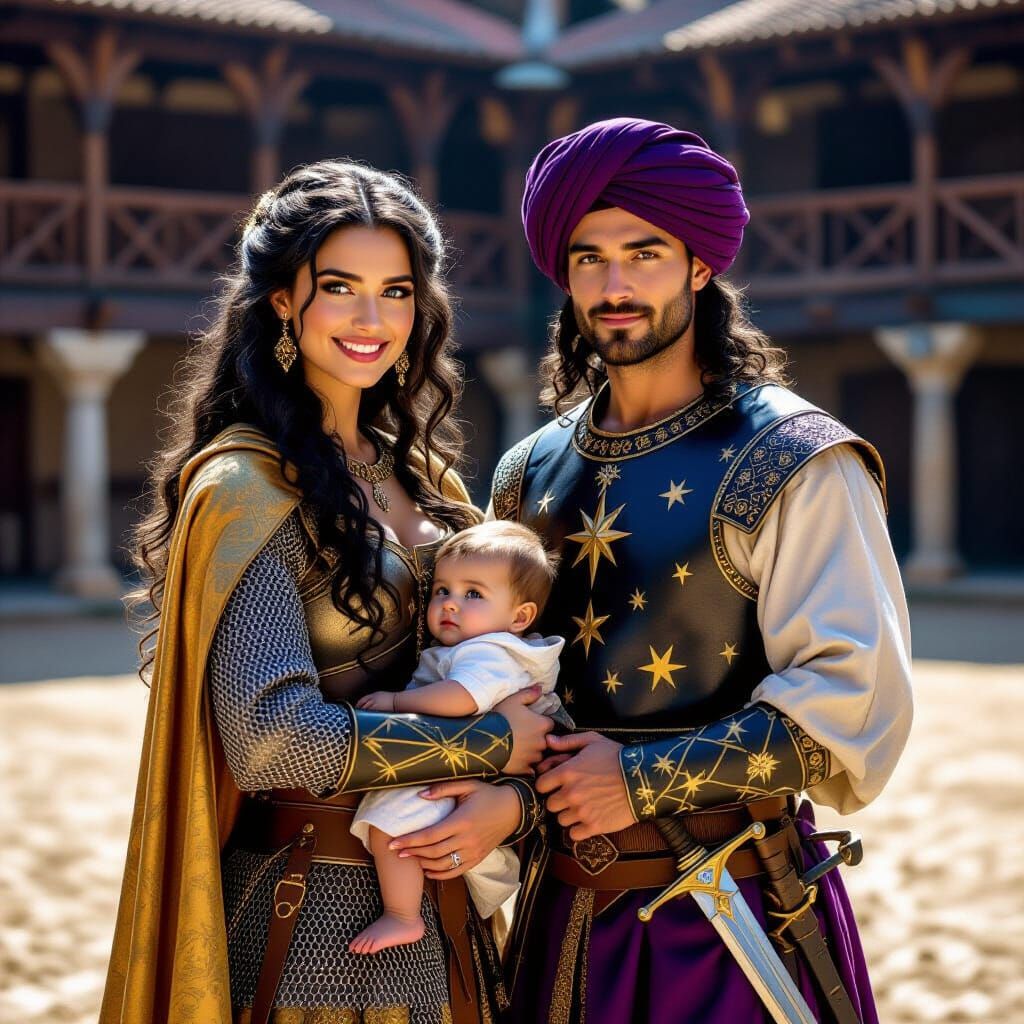 Medieval Princess and Lord with Twins