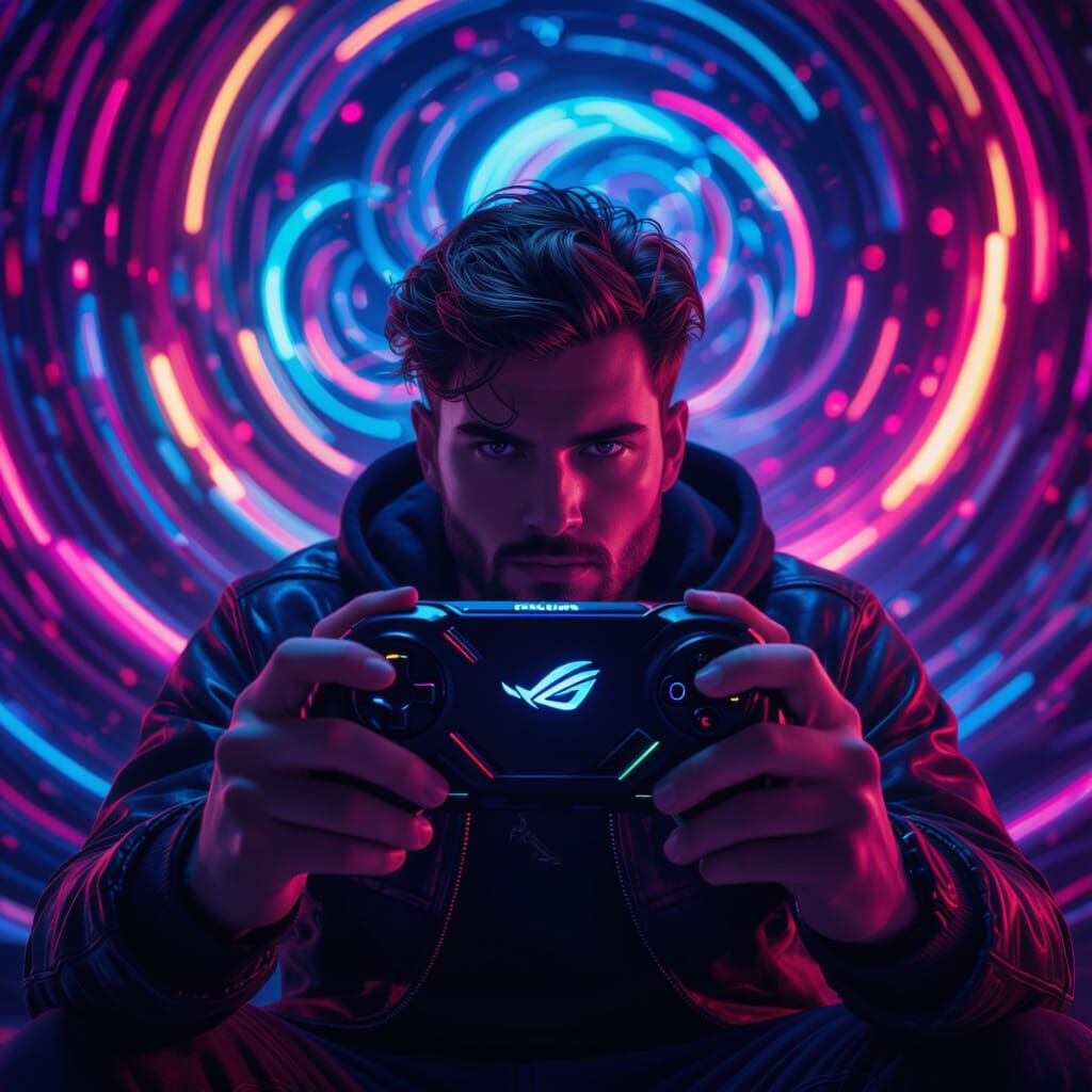 Gamer Immersed in Vibrant World with Asus ROG Ally X