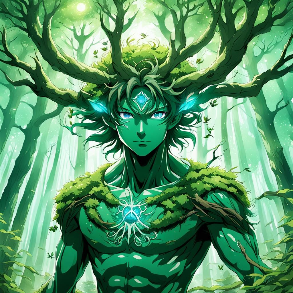 Verdant Forest Spirit in Anime Style