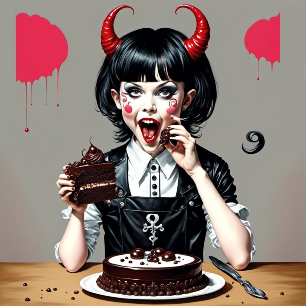 Anime Devil Eats Devil's Food Cake