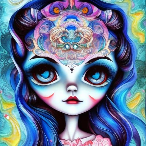 Big-Eyed Doll in Japanese Art Style